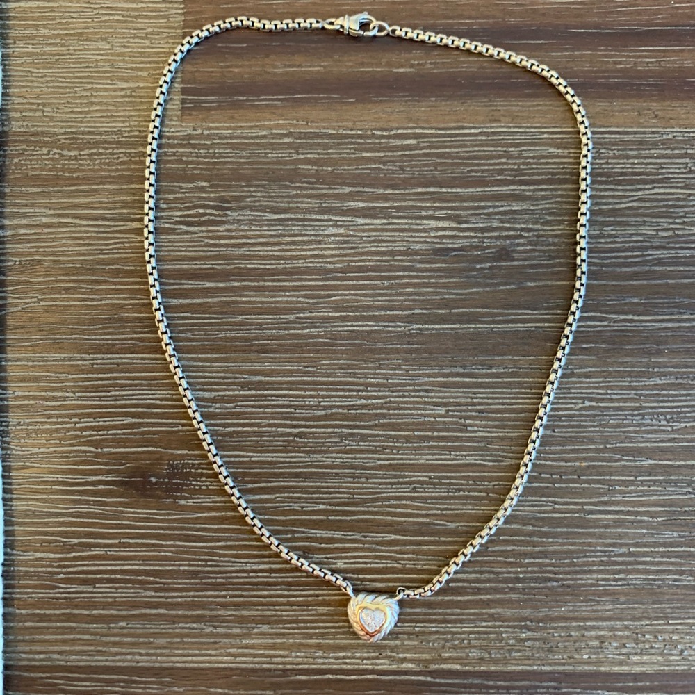 DAVID YURMAN 18kt & SS Diamond Heart Necklace